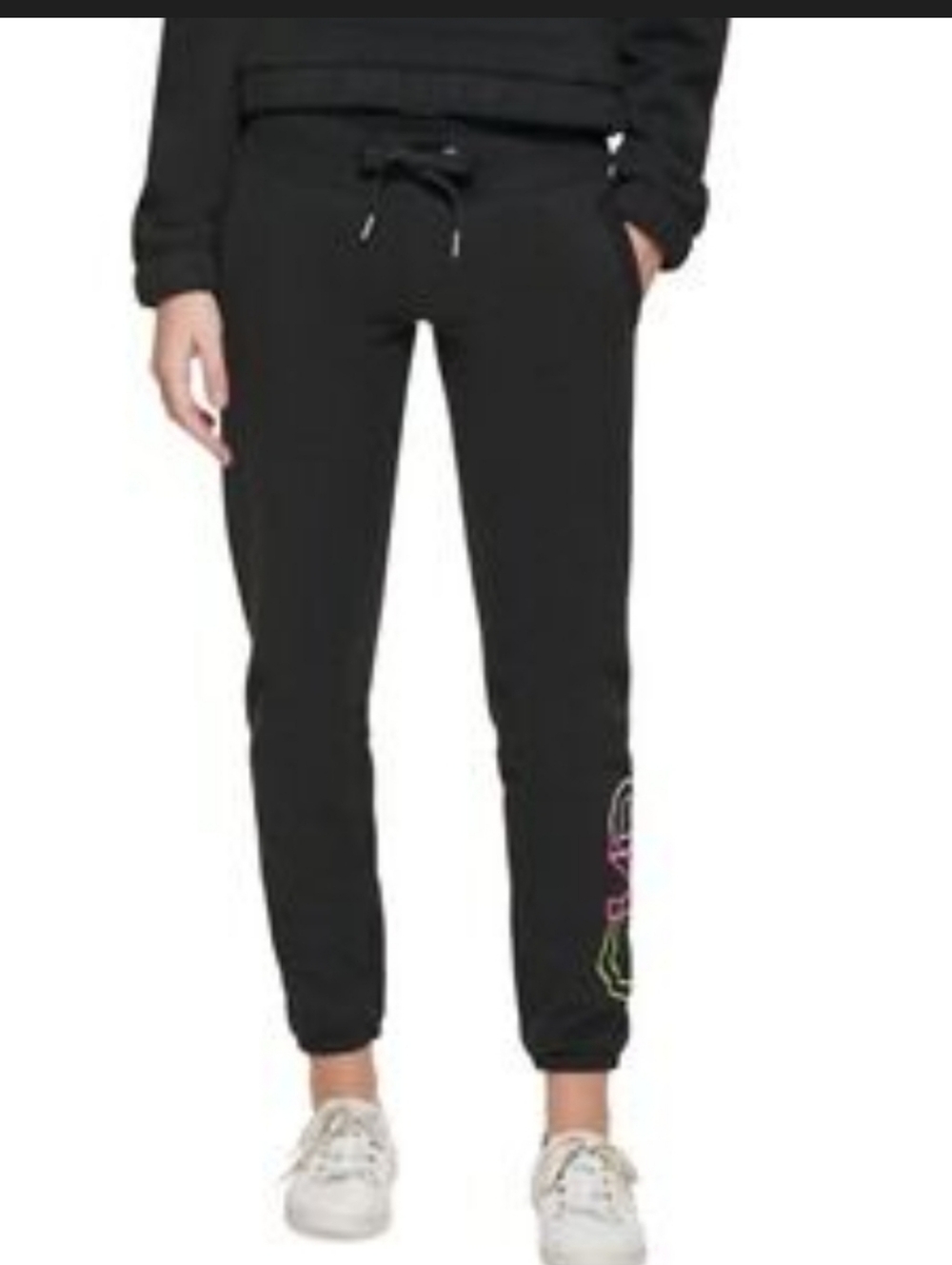 Calvin Klein Black Performance Joggers with Colorful Logo